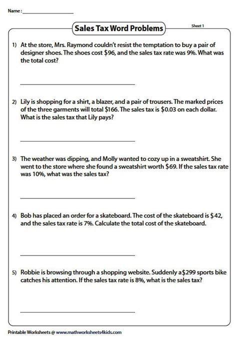 Sales Tax Worksheets In 2022 Word Problems Science Worksheets