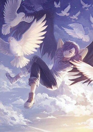 Anime Girl Falling Wings Angel Sky Anime Anime アニメ