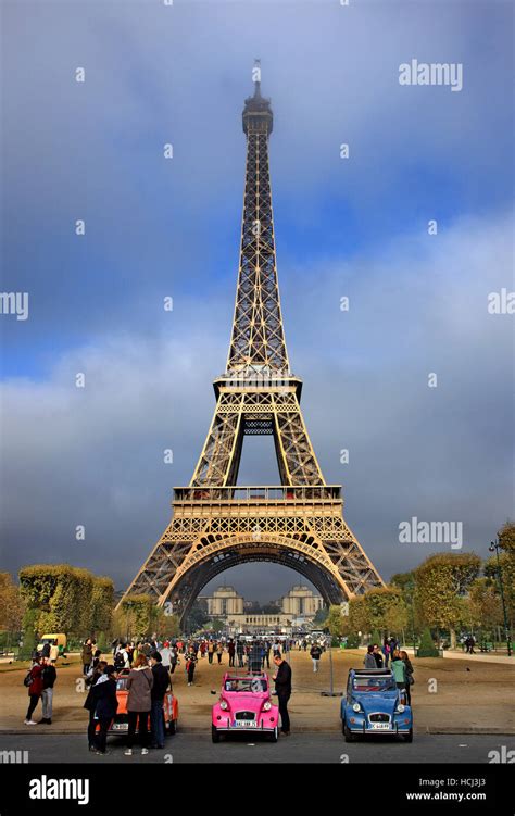 View Of The Eiffel Tower From The Side Of Champ De Mars Paris France
