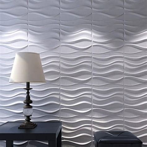 3d Sea Wave Wall Panels In 2020 White Paneling Wall Panel Design