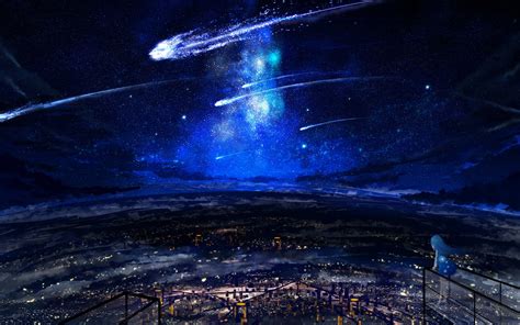Night Sky Scenery Comet Anime 4k 116 Wallpaper Pc Desktop
