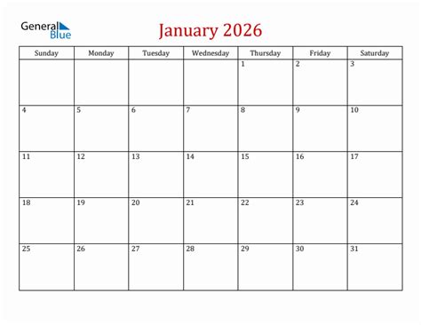 January 2026 Calendars Pdf Word Excel