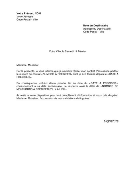 Vous pouvez utiliser cette lettre de résiliation d'une. exemple de lettre de resiliation mutuelle - Modele de lettre type