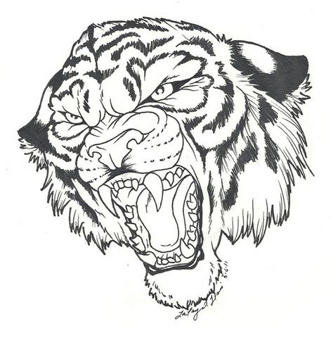 Roaring Tiger Tiger Head Tattoo Tiger Illustration Coloring Pages