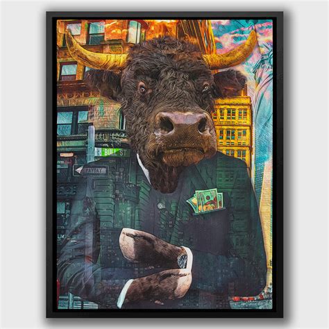 Stock Market Canvas Wall Street Bull Modern Trader Artwork Etsy