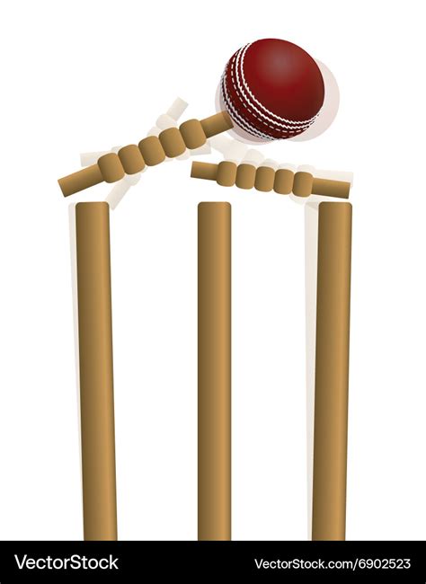 Cricket Ball Hitting A Wicket Royalty Free Vector Image