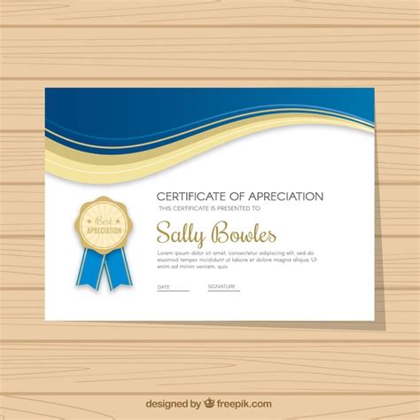 Certificado De Apreciação Com Formas Onduladas Vetor Grátis