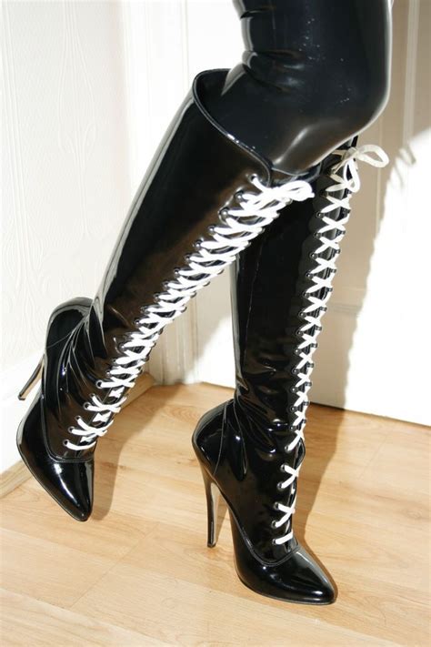 Leatherworks Patent Leather Knee Boots Leather Knee Boots Boots Knee Boots