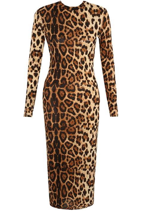 Leopard Print Long Sleeve Midi Dress Buy Fashion Wholesale In The Uk