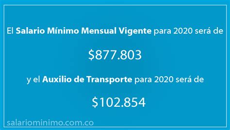 Salario mínimo mensual 2020 en colombia. Salario Mínimo 2020 y Auxilio de Transporte | Salario Mínimo