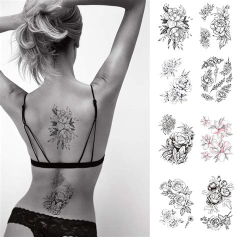 Buy Cargen 8 Sheets Black Rose Tattoo Flowers Tattoo Stickers Sexy