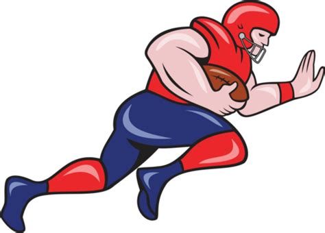 American Football Running Back Fending Cartoon Halfback Gridiron