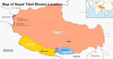 Imagemap Of Himalayan States Of Bhutan Nepal Sikkim And Tibetpng