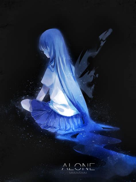 Download 1536x2048 Anime Girl Dark Side Lonely Back