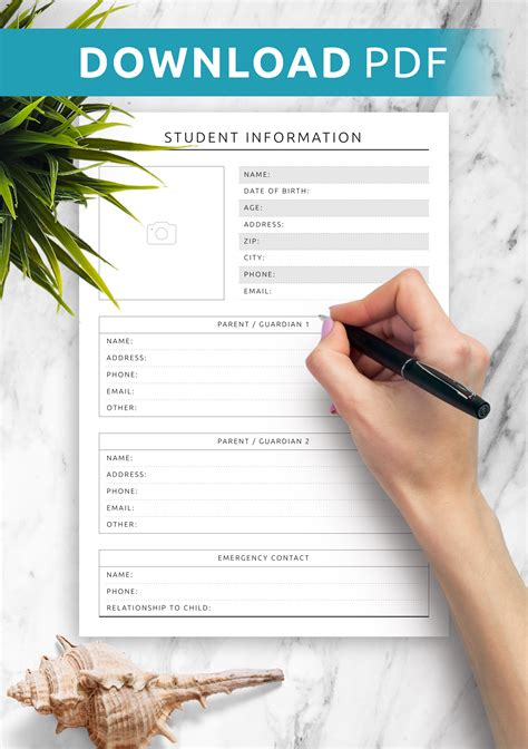 Download Printable Student Info Template Pdf