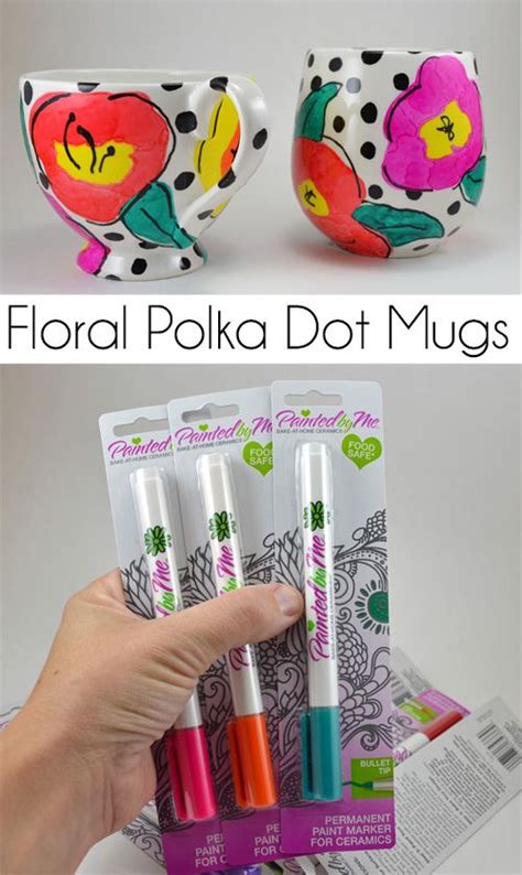 Bold Polka Dot And Floral Mugs Tutorial Mug Crafts Sharpie Crafts