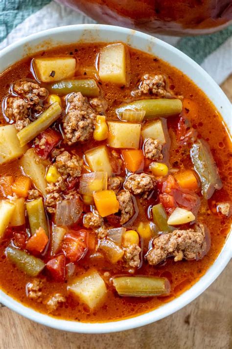 The bones from the shanks add flavor to the soup, but stewing beef or cubed beef chuck can be used instead. Vegetable Beef Soup | Recipe | Beef soup recipes ...
