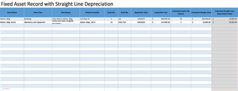 Fixed Asset Spreadsheet Inside Depreciation Schedule Template Best Of