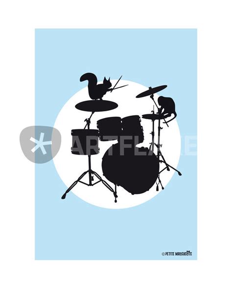 Drumming Squirrel Graphicillustration Art Prints And Posters By