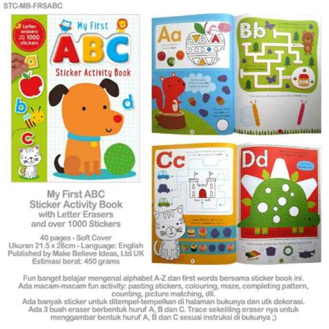 Jual My First Abc Sticker Activity Book With Letter Erasers And Over 1000 Stickers Shopee