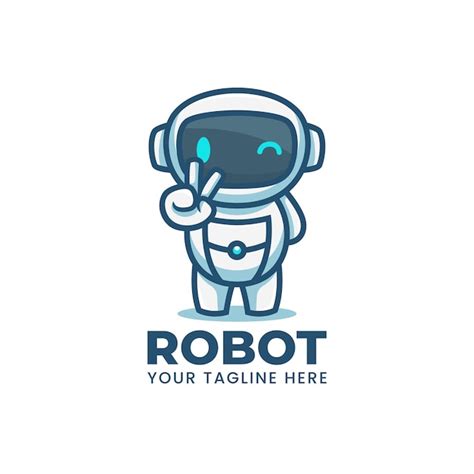 Premium Vector Cute Cartoon Blue Robot Mascot Logo