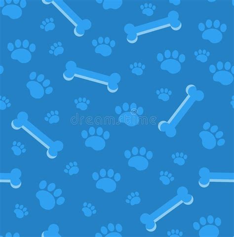 Dog Bones Seamless Pattern Bone And Traces Of Puppy Paws Repetitive