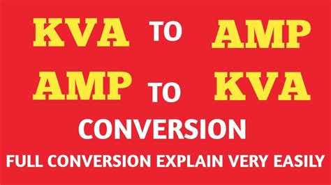 Kva To Amp Conversion Amp To Kva Conversion Youtube