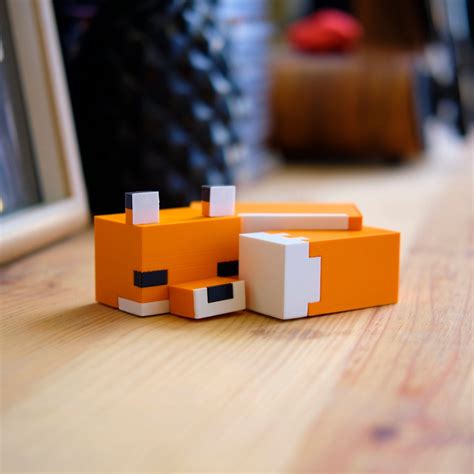 Minecraft Sleeping Fox Figura Impresa En 3d No Oficial Etsy