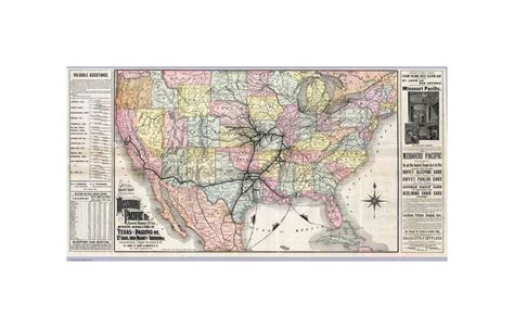 Map Map Of The South West Railway System Missouri Pacific Etsy