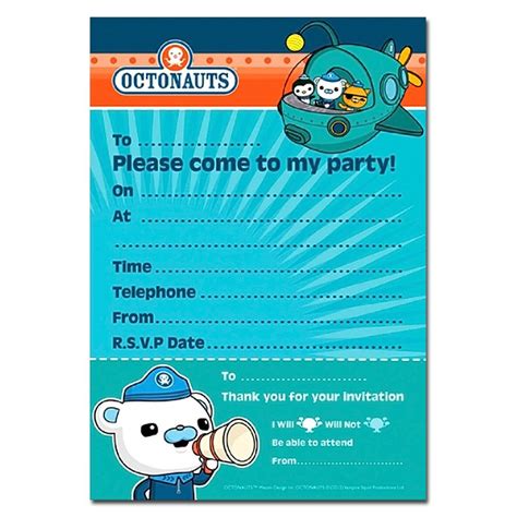 Octonauts Invitation Pad Octonauts Party Invitations Party Ark