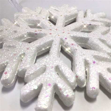 Banberry Designs Large White Glittered Snowflakes Set Of 6 Foam