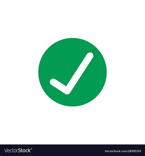 Check Tick Mark In Green Circle Isolated On White Vector Image