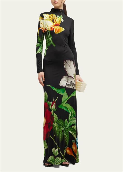 Alice Olivia Delora Fitted Long Sleeve Maxi Dress Bergdorf Goodman