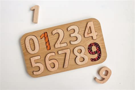Wooden Number Puzzle Wood Numbers Board Puzzle 0 9 Waldorf Etsy