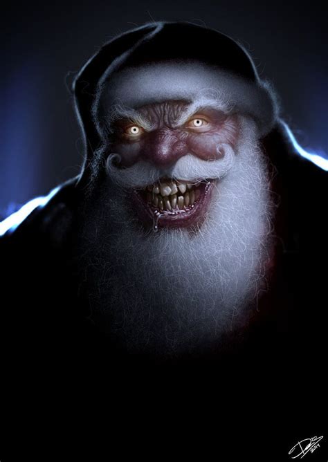 An Evil Looking Santa Claus With Glowing Eyes