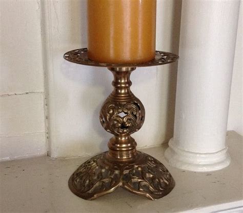 Brass Pillar Candle Holder Candleholder Candlestick Andrea By Etsy