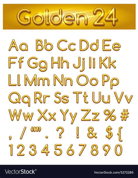 Golden 24 Alphabet Royalty Free Vector Image Vectorstock