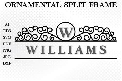 Ornamental Split Frame Svg Flourish Split Monogram Svg