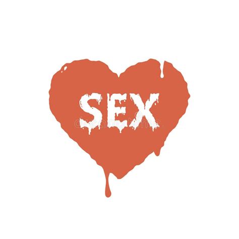 Flat Art Illustration Of Current Paint Heart With The Word Sex Stock