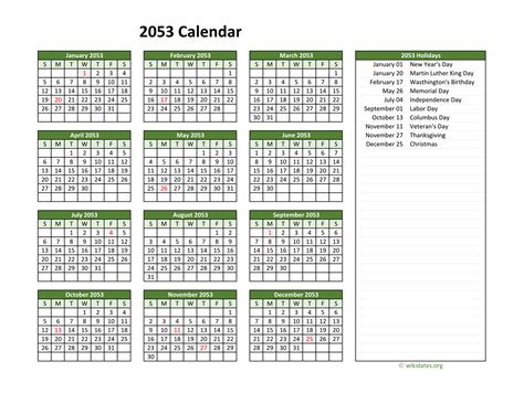 Printable 2053 Calendar With Federal Holidays