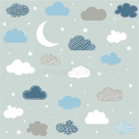 Cute Baby Cloud Pattern Vector Seamless Stock Vector Illustration Of