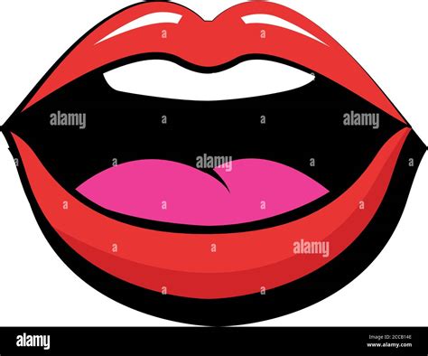 Sexi Woman Mouth Pop Art Flat Style Icon Vector Illustration Design