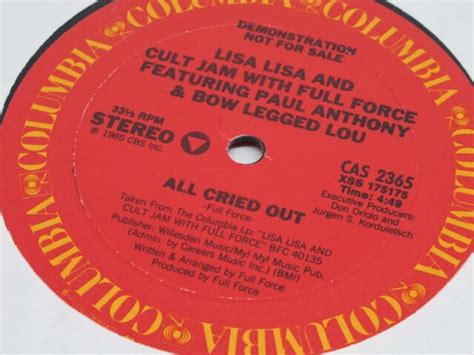 Lisa Lisa And Cult Jam All Cried Out Cas2365 Lp 33 Rpm Record Demo