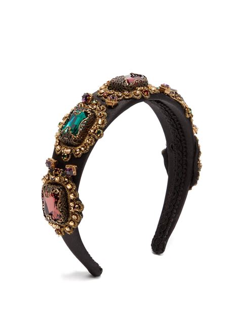 Crystal Embellished Embroidered Headband Dolce And Gabbana