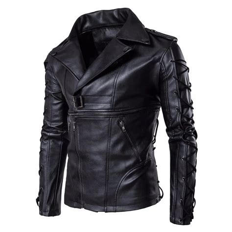fashion brand men pu leather jacket clothing motorcycle hip hop leather jackets male stand