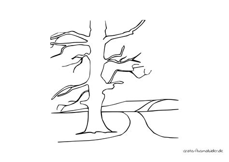 Ausmalbild Kahler Einzelner Baum Kostenlose Malvorlagen Bei Gratis