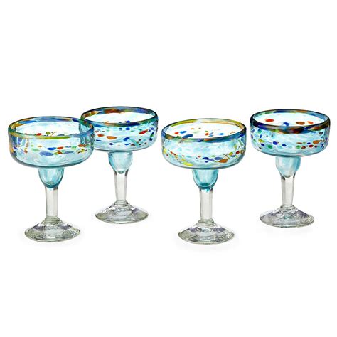 Recycled Verano Margarita Glasses Set Of 4 Recycled Glass Drinkware Uncommongoods