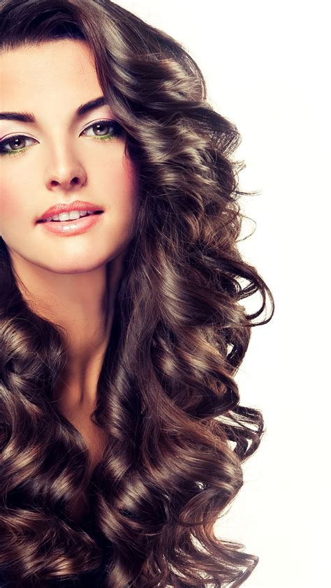 Beautiful Girl With Long Curly Brown Hair Flower In Hair Desktop