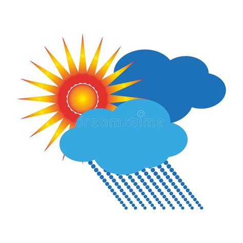 Cartoon Sun Clouds Rain Autumn Weather Vector Illustration Stock