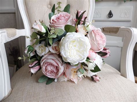 Ivory Blush Pink And Dusky Pink Silk Wedding Bouquet Etsy Silk